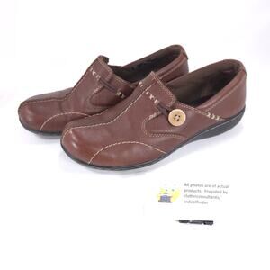 Clarks Bendables Casual Slip On Leather Loafer Flat Womens Size 7.5 35063 Brown